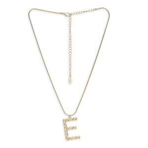 NEW ETTIKA ANTHROPOLOGY 18K Goldplated Twisted Crystal Initial Necklace E